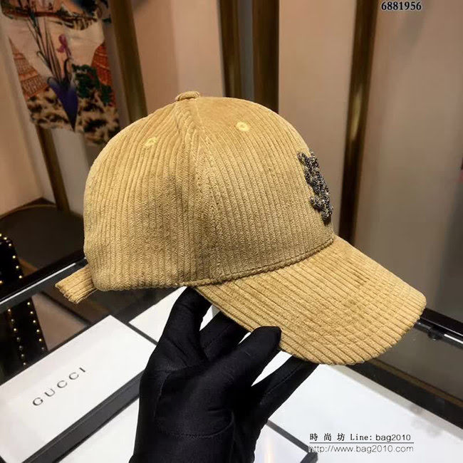 YSL聖羅蘭 跑量款 2018秋冬新款棒球帽 燈芯絨鴨舌帽 6881956 LLWJ6772